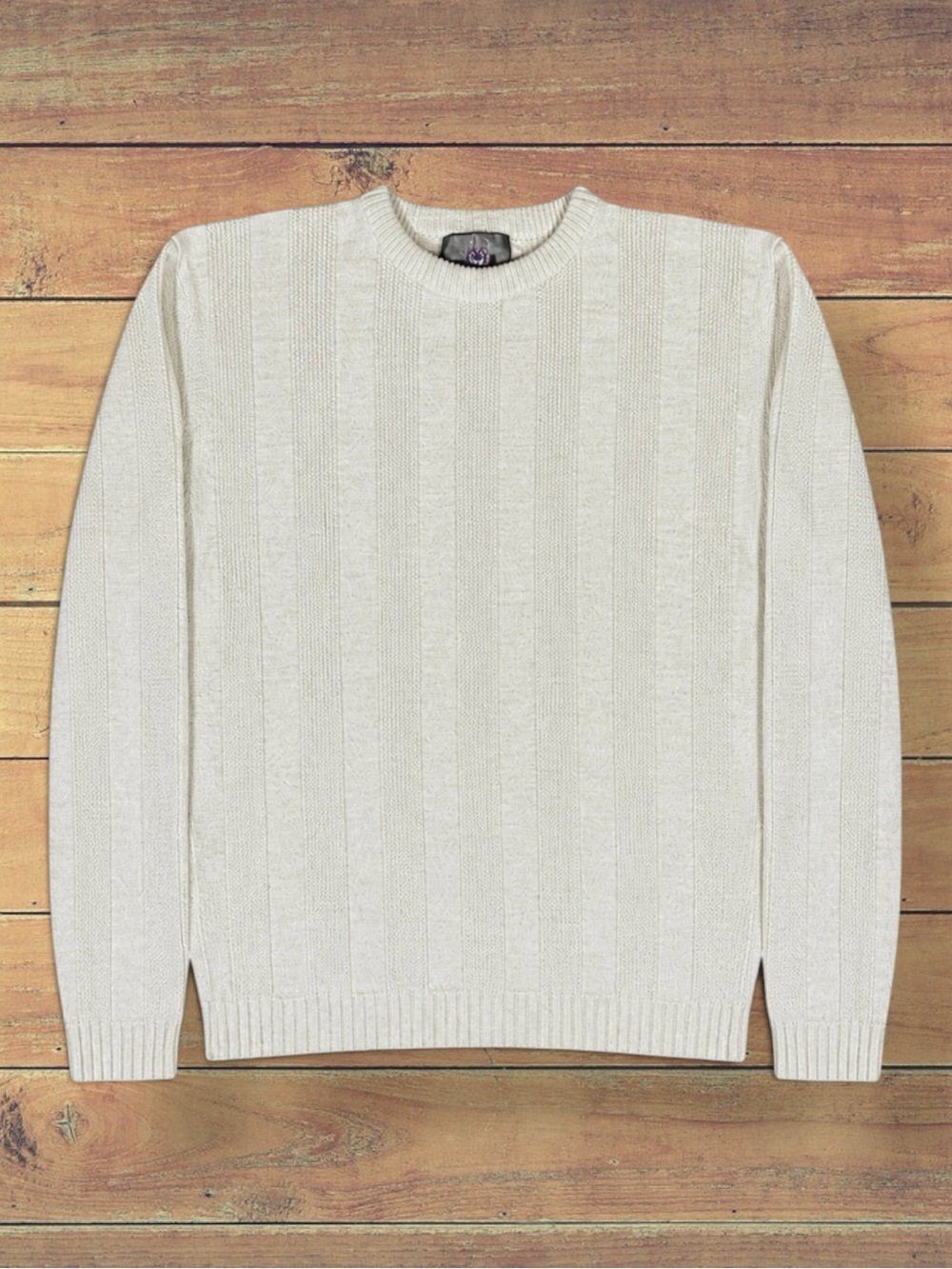 Vintage The Territory Ahead Sweater Cream 90s Vertical Ribbed 100% Cotton M